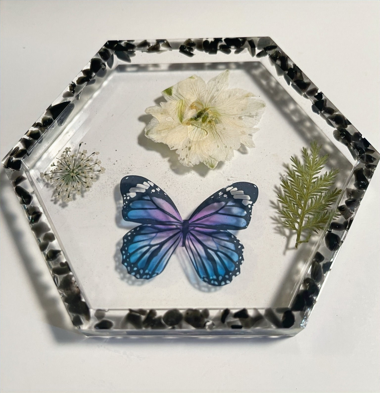 Blue and Purple Butterfly Hexagon Coaster