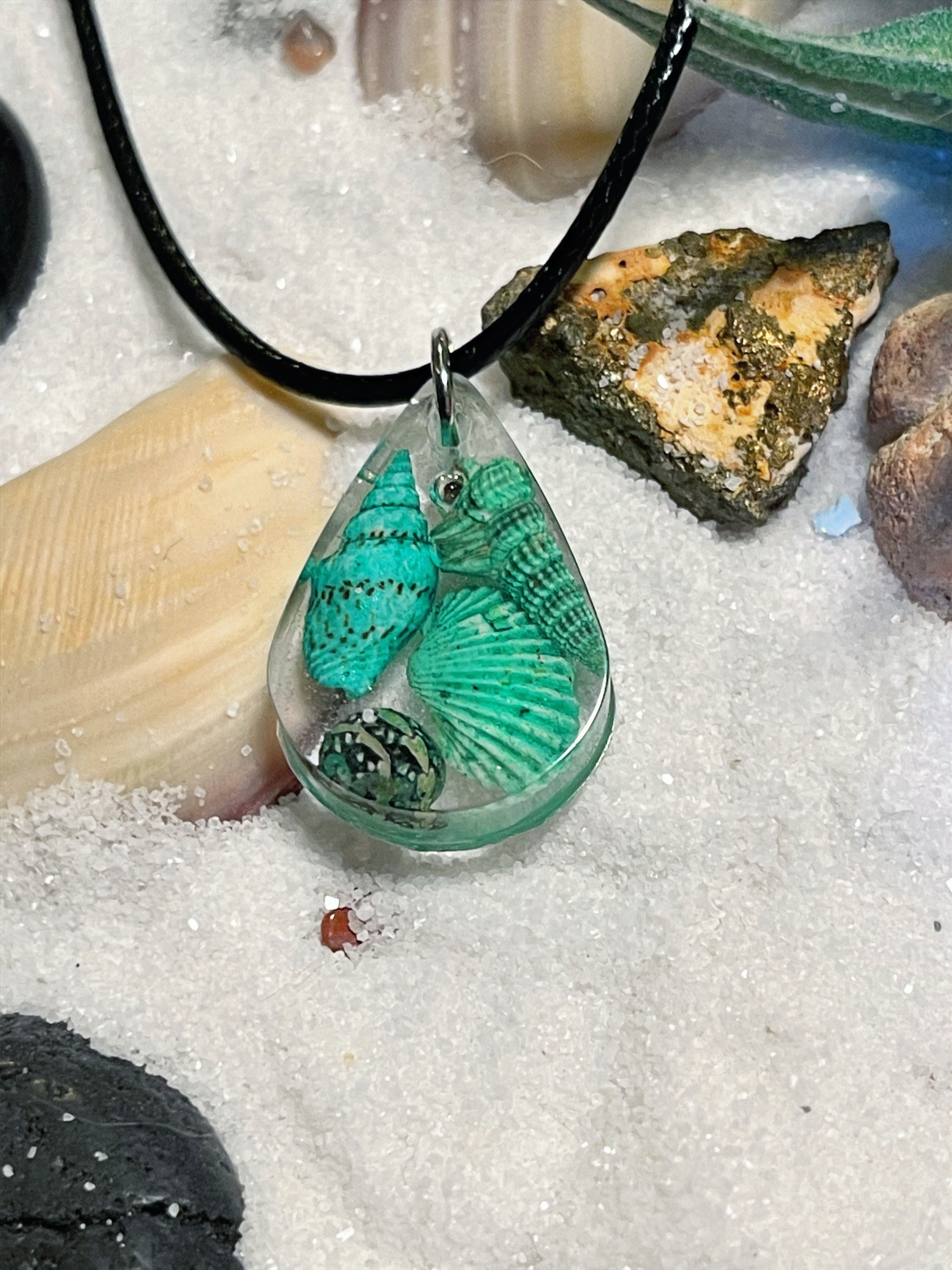 Green Shell Teardrop Necklace