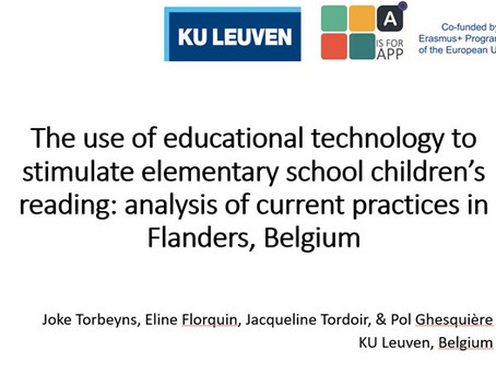 Stimulating reading through apps in Flanders, Belgium - talk presented at the EARLI conference