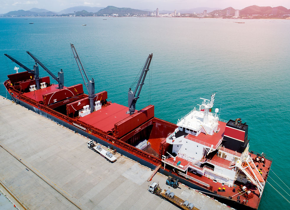 general cargo bulk ship vessel operations in sea port terminal for loading discharging shi