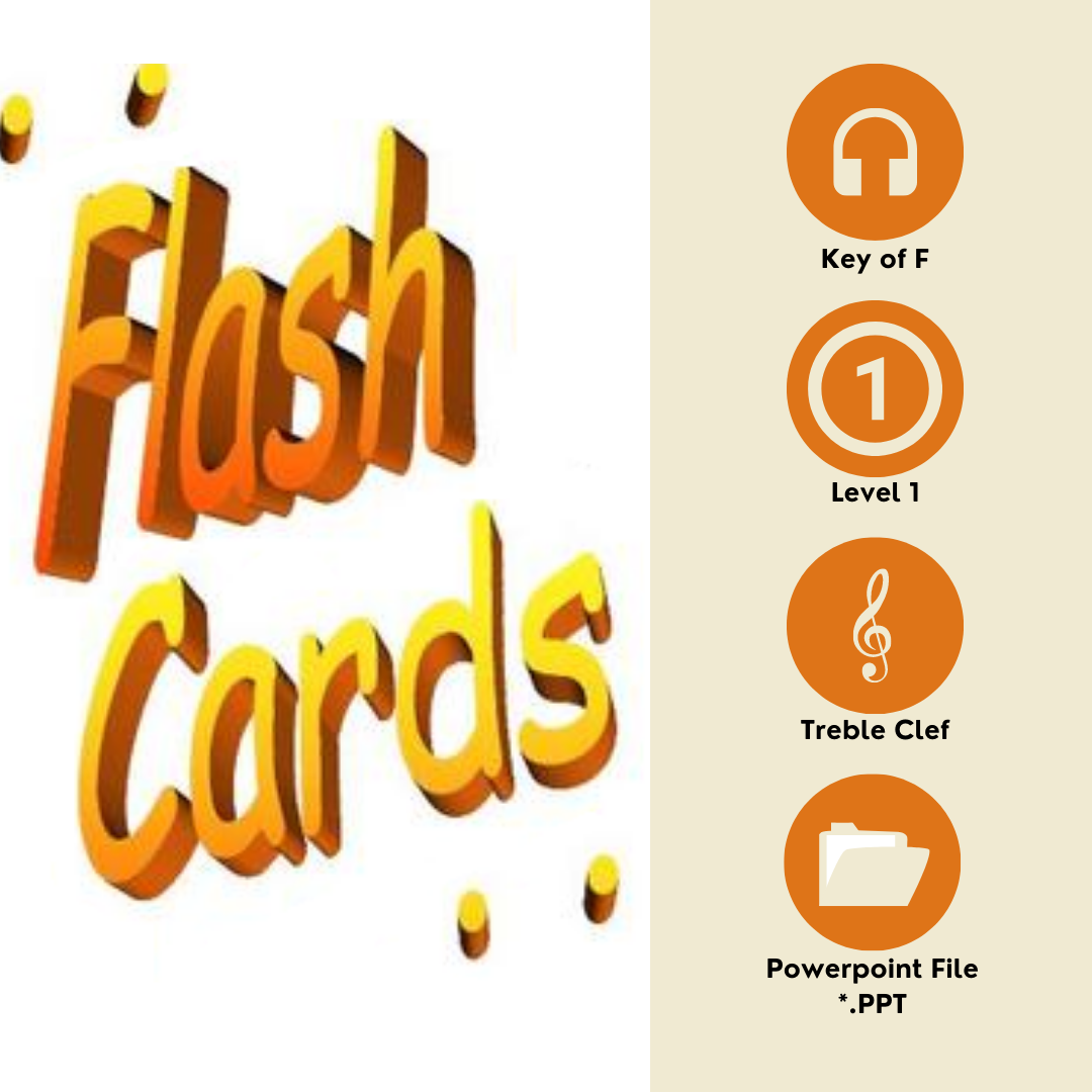Level 1 Sightreading Flashcards - Key of F, Treble Clef
