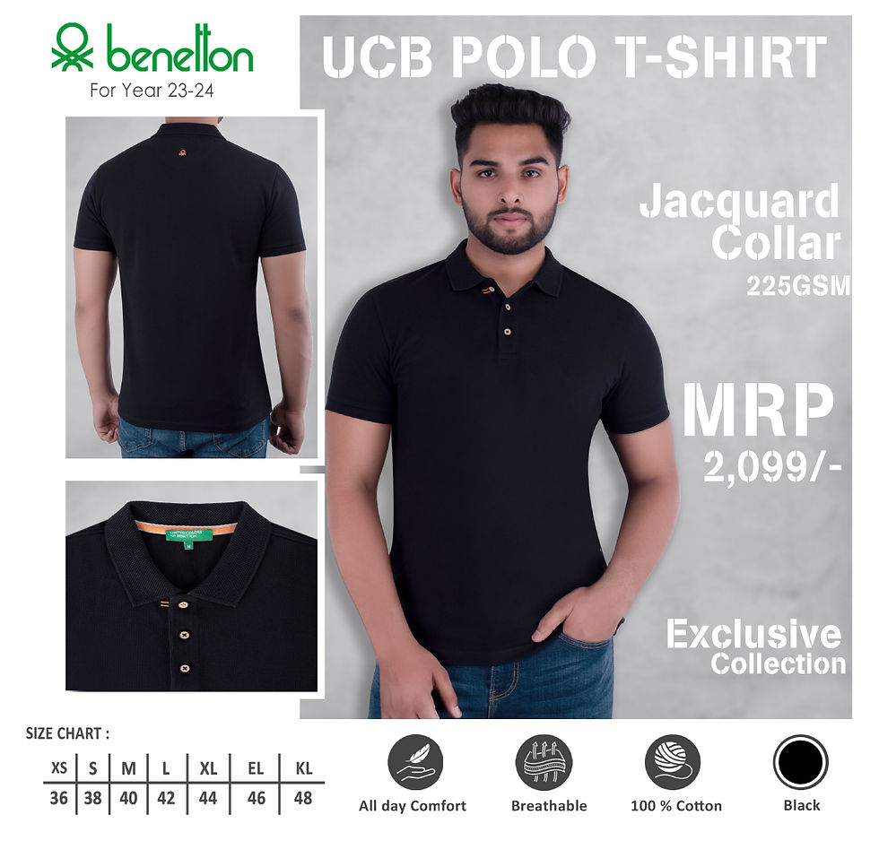 UCB Polo Jacquard Collar Black