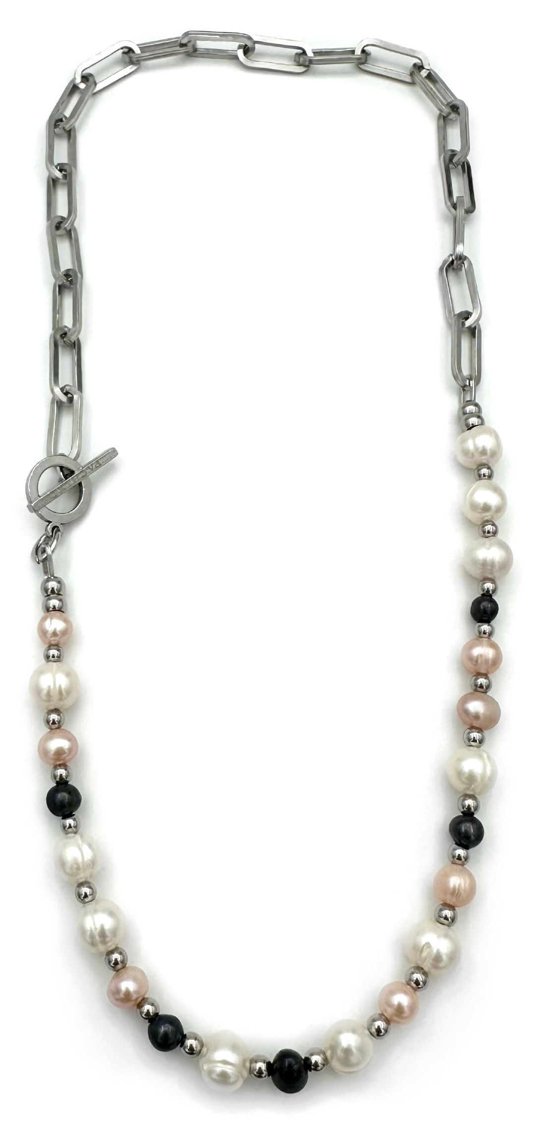 PEARLS 3 x SILVER BEADS - NECKLACE 