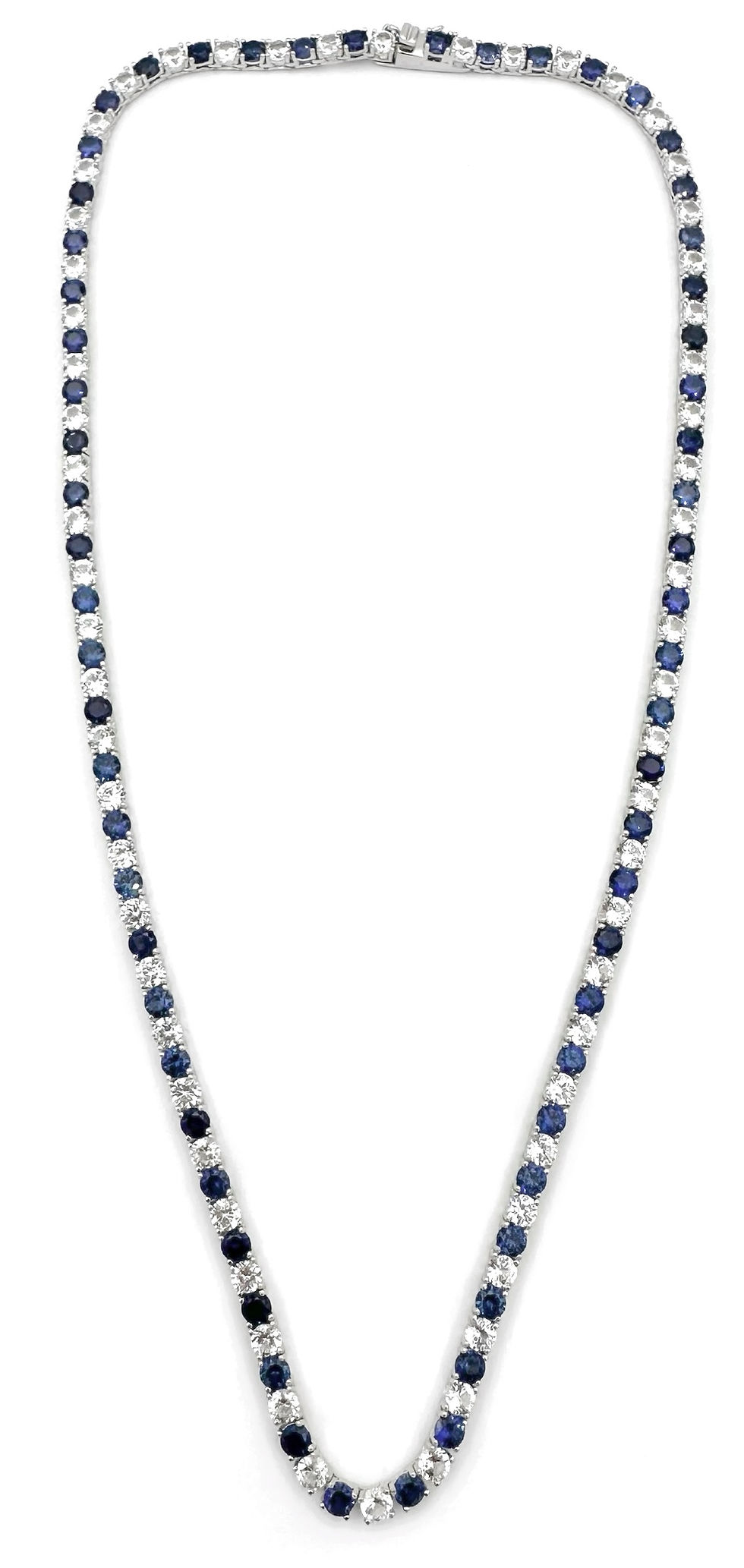 4 MM Tenis Necklace - Silver - Royal Blue