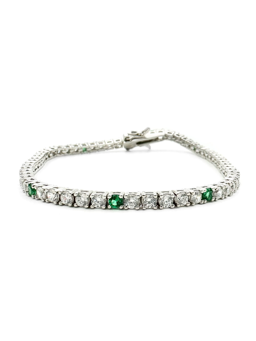  GREEN X SILVER TENNIS BRACELET
