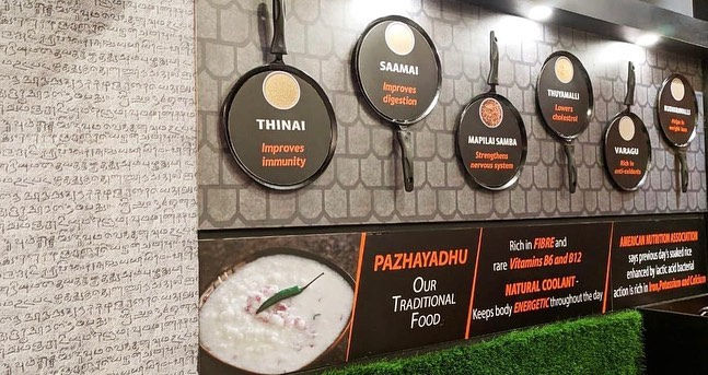 a wall with a sign that says ' our traditional food ' on it
