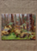 A painting of trees and woods.