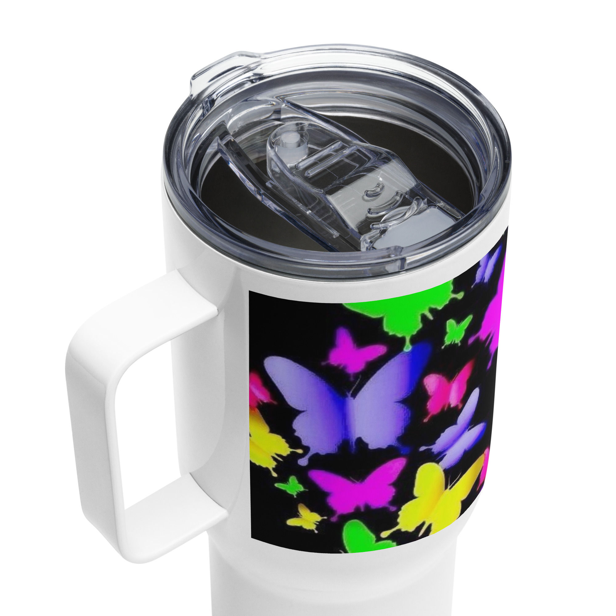 Travel mug with a handle