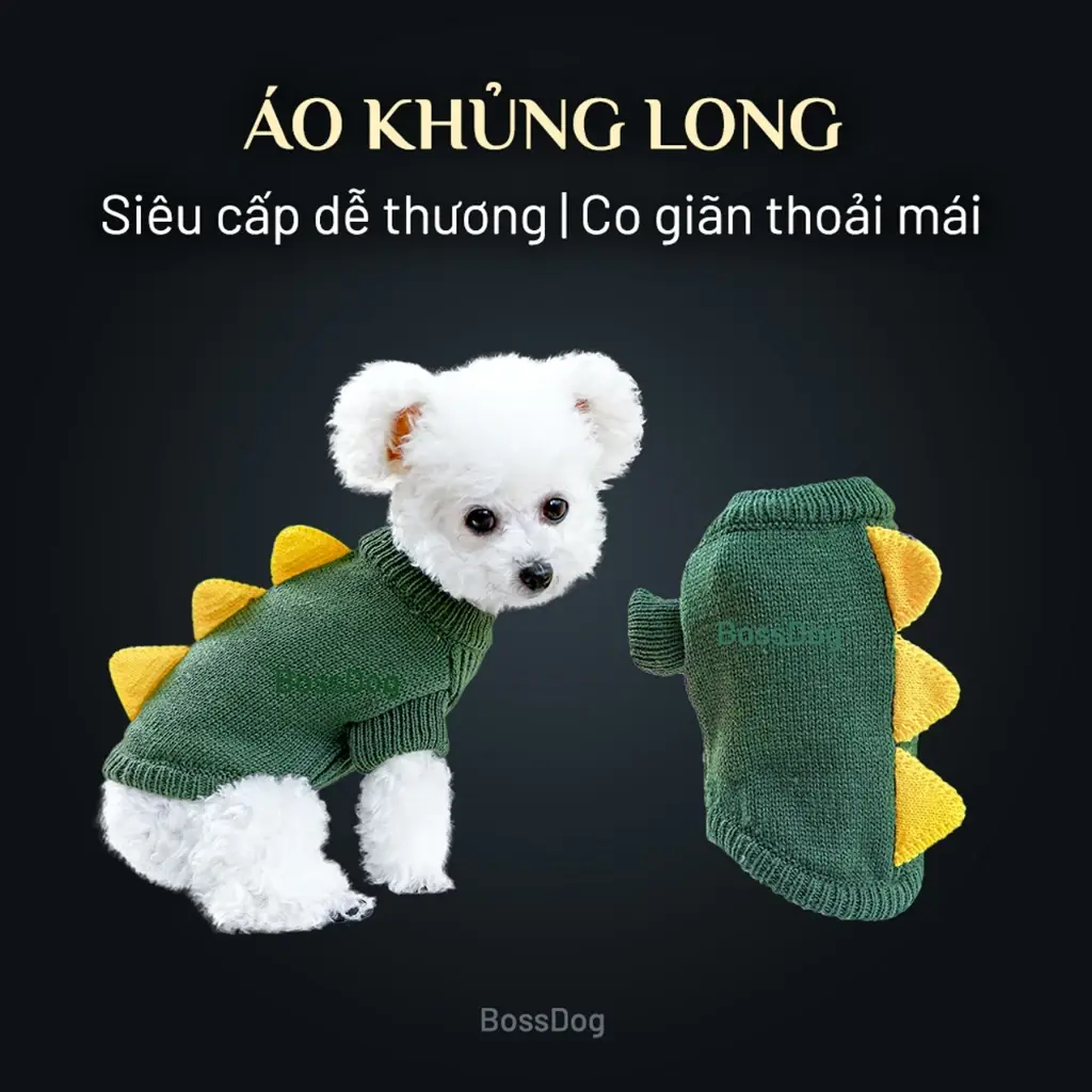Áo len cho chó mèo - Hình khủng long dễ thương | BossDog