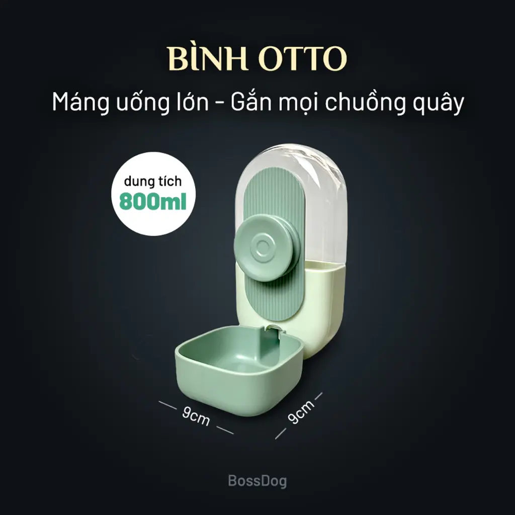 Bình nước gắn chuồng Otto (máng vừa - dung tích 800ml)| BossDog