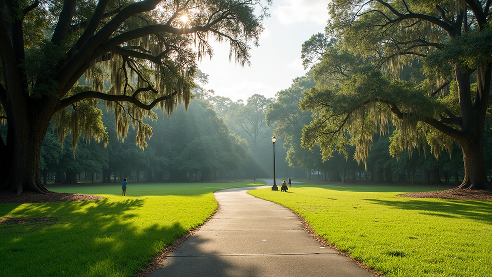 Wide angle view of a tranquil park in Jacksonville