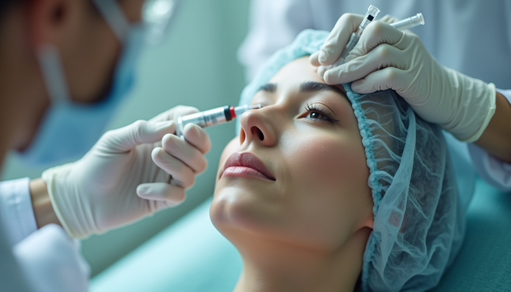Close-up view of Botox injection being administered in a medical clinic in Newark Delaware