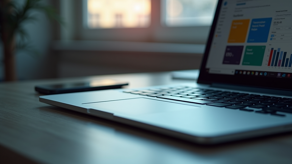 Close-up view of a modern website interface on a laptop