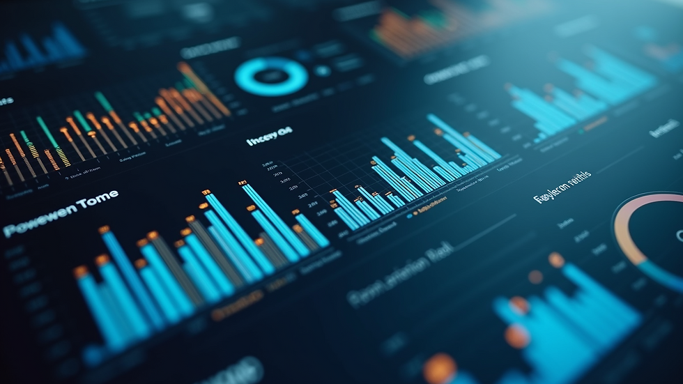High angle view of a business dashboard filled with performance metrics