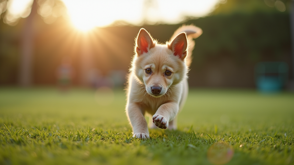 Close-up view of a pet playing on synthetic turf