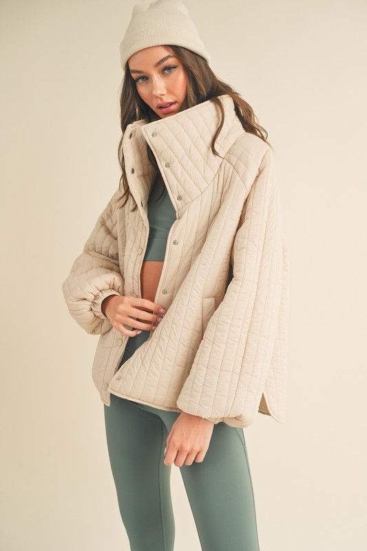 Thumbnail: Raquel Classic Quilted Jacket - Cream
