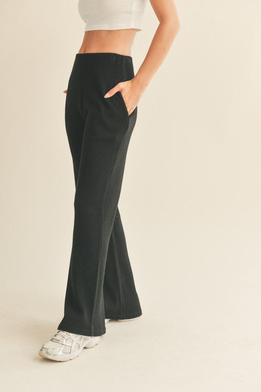 Thumbnail: Waffle Knit High Waist Flare Pant