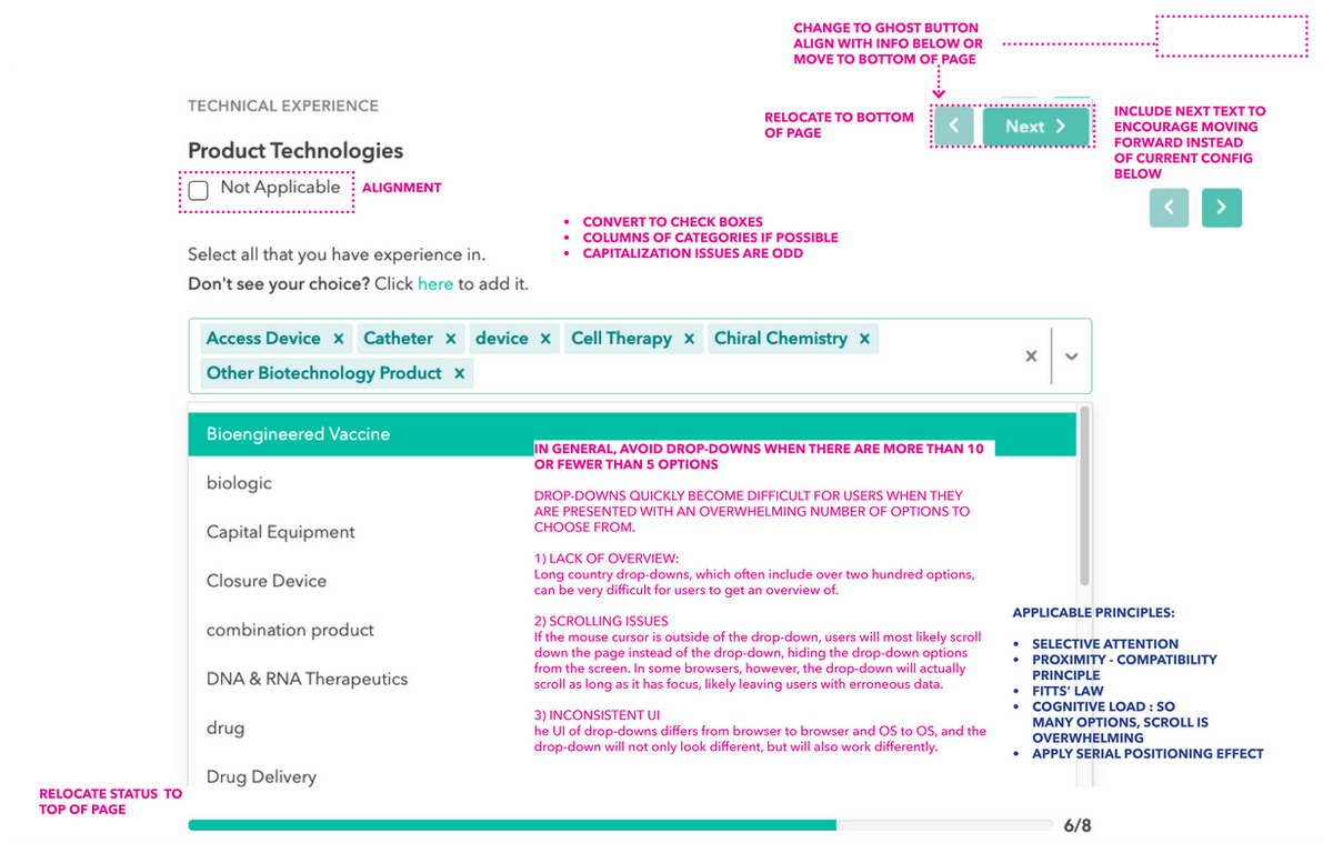 Heuristic analysis notes for the existing onboarding