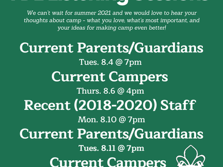 Current Campers, Families, & Recent Staff Listening Sessions