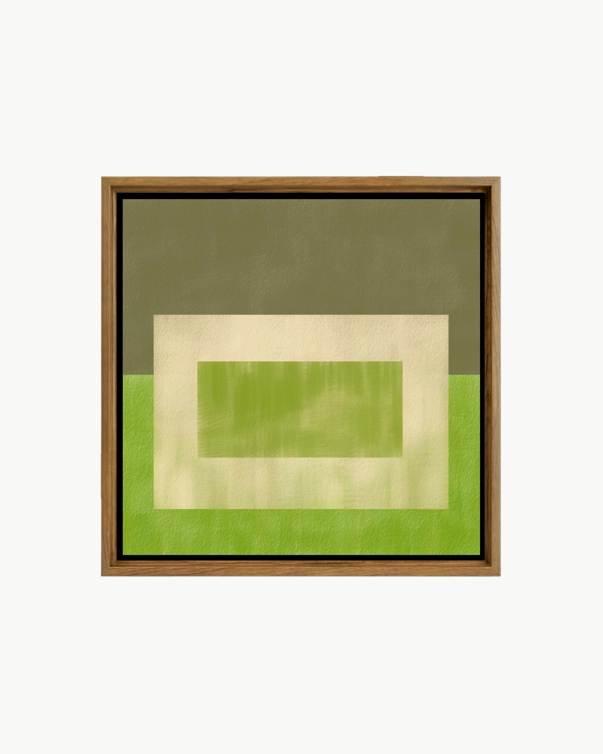 quadro geométrico em tons verdes