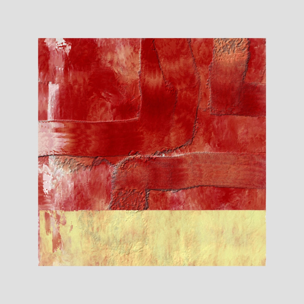 obra de arte texturizada com tons de vermelho e bege