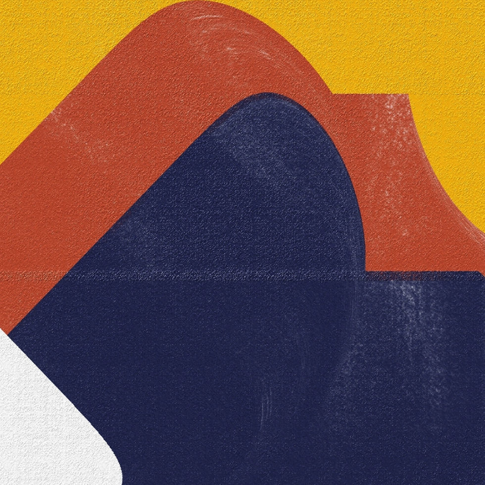 Arte contemporânea com linhas curvas e cores vibrantes.