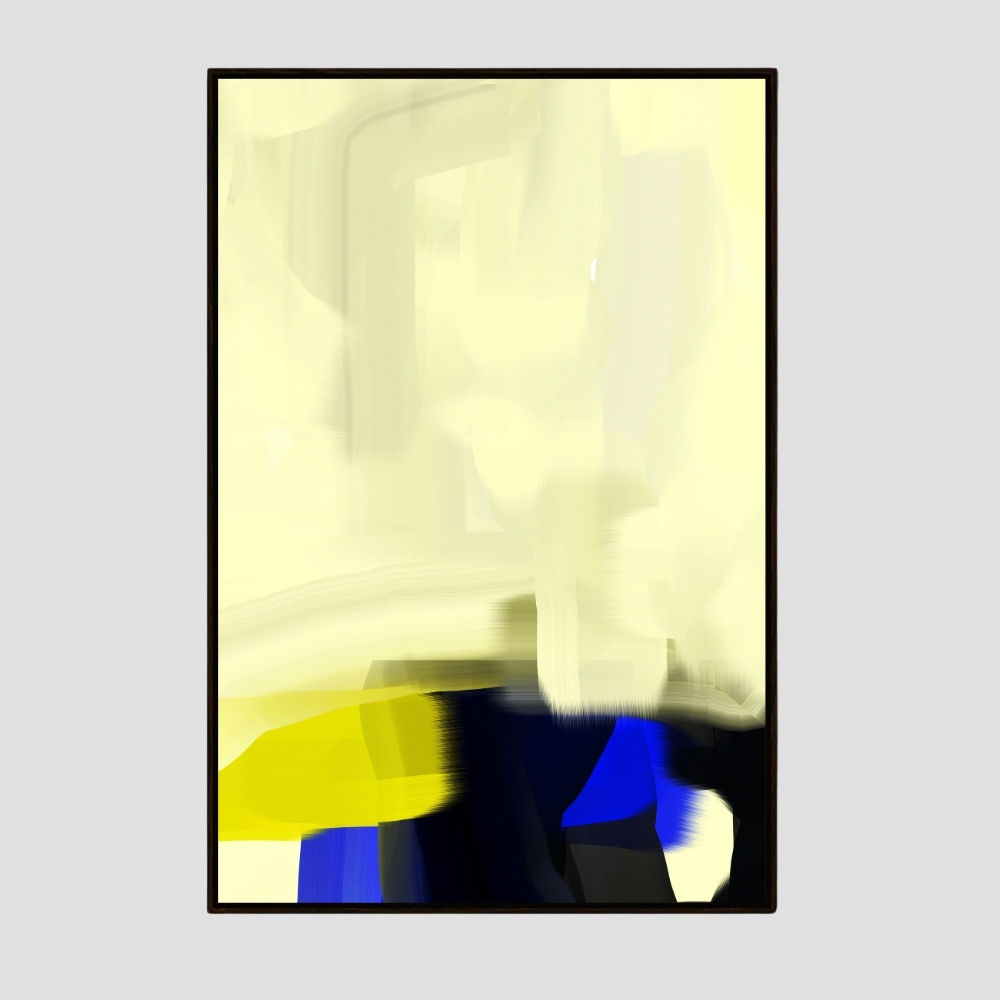 Pintura abstrata com amarelo e preto, Energetic Sweep.