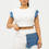 Thumbnail: Color Block Denim Short Set (White)