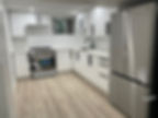 Modern kitchen cosmetic remodel with white cabinetry and new flooring in Ottawa