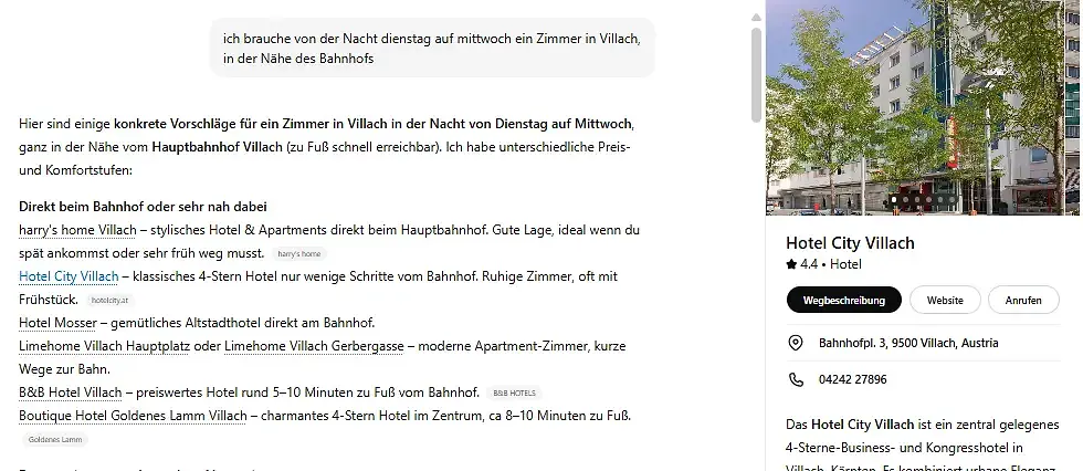 Eine Chance, wenn die Hotels direkt angezeigt werden