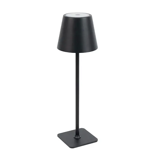 Black Cordless LED Table Lamp — 15"