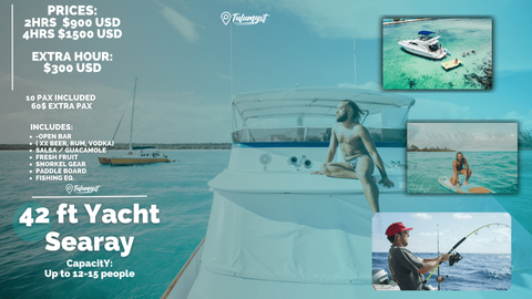 42 ft yacht seared available for rent in Tulum