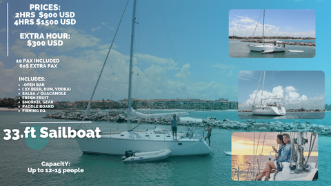 33 ft sailboat available in tulum