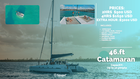 46 ft catamaran available for rent in Tulum