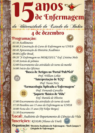 Programação dos 15 Anos de Enfermagem da Uneb