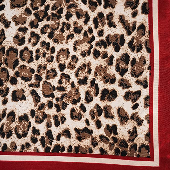 Thumbnail: Leopard Print Head Scarf w/Red Trimming