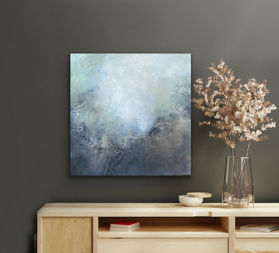 Kunst av Rita Cecilie Kjexrud vist på veggen