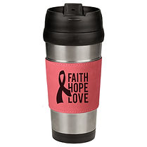 16 oz. Pink Laserable Leatherette Stainl