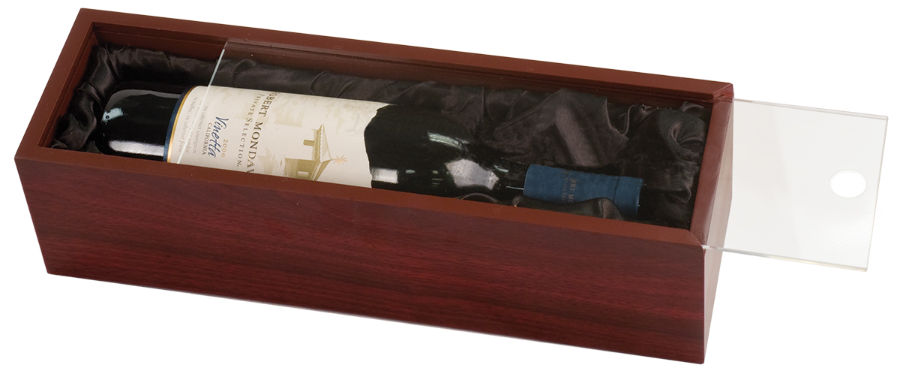 Rosewood Finish Wine Box with Clear Acry