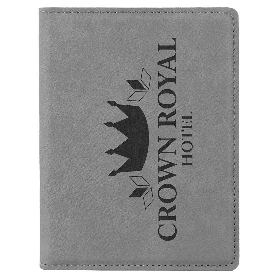 Gray Laserable Leatherette Passport Hold