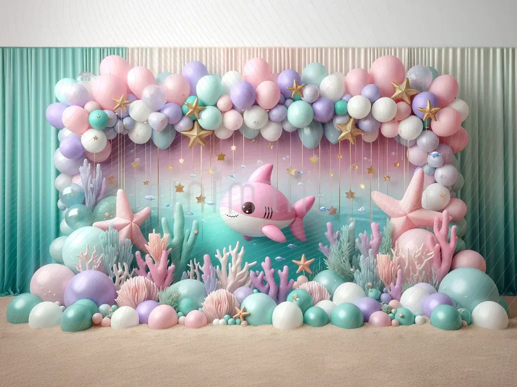 Unterwasser- und Ballon-Hintergrund, süßer und farbenfroher Studio-Hintergrund