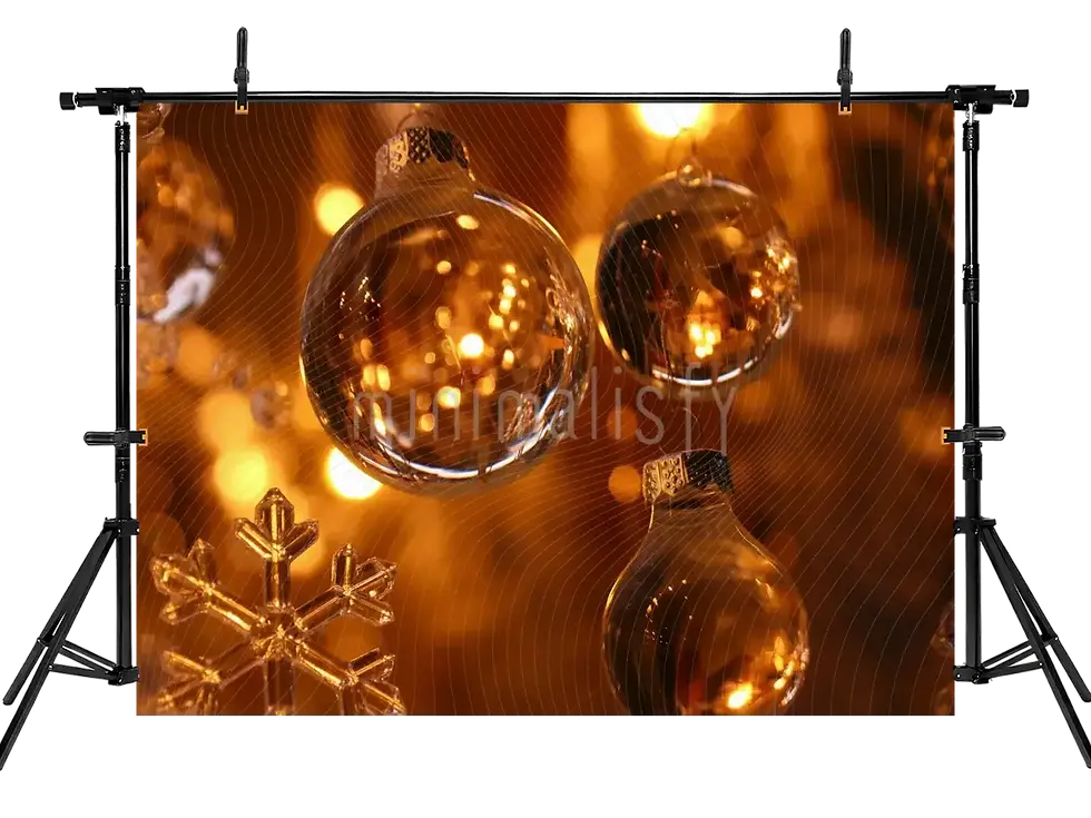 Миниатюра: Потрясающий фон с блестящими золотыми рождественскими украшениями, студийный фон