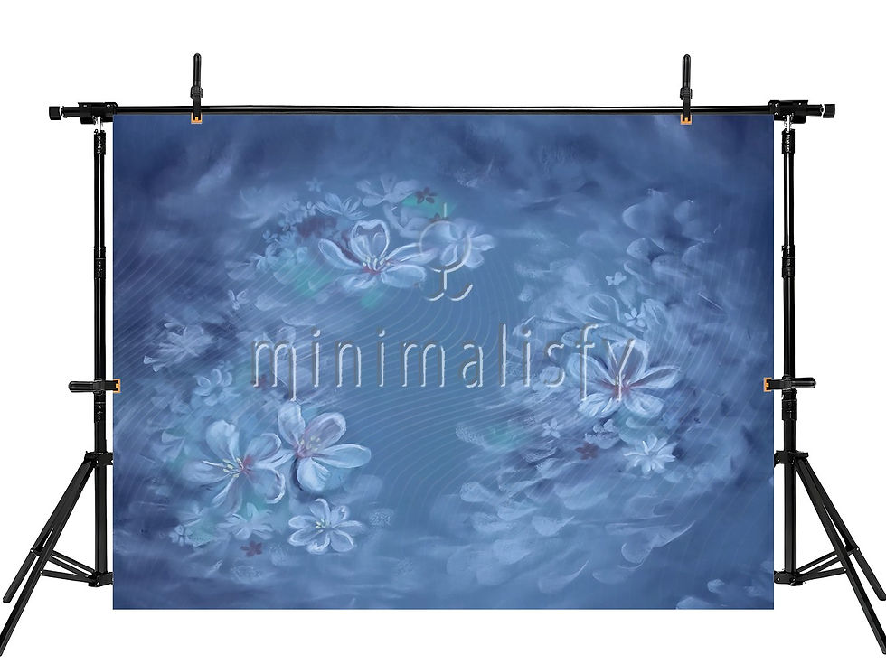 Miniatura: Minimalist Mavi Çiçek Desenli Fotoğraf Stüdyo Arka Planı Stüdyo Fonu