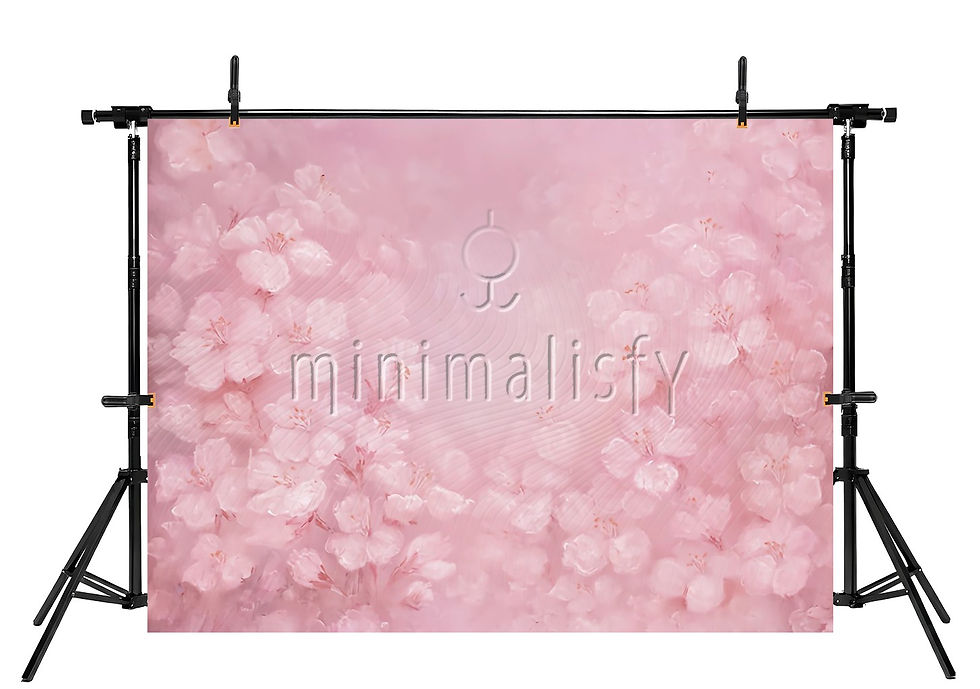 縮圖：Minimalisfy Pembe Kiraz Çiçeği Baskılı Kumaş Stüdyo Arka Fonu