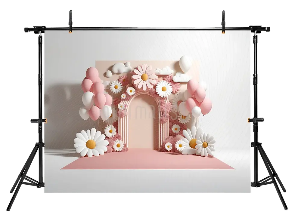 Miniatură: Pembe ve Çiçek Temalı Dekoratif Arka Plan  - Stüdyo Fonu
