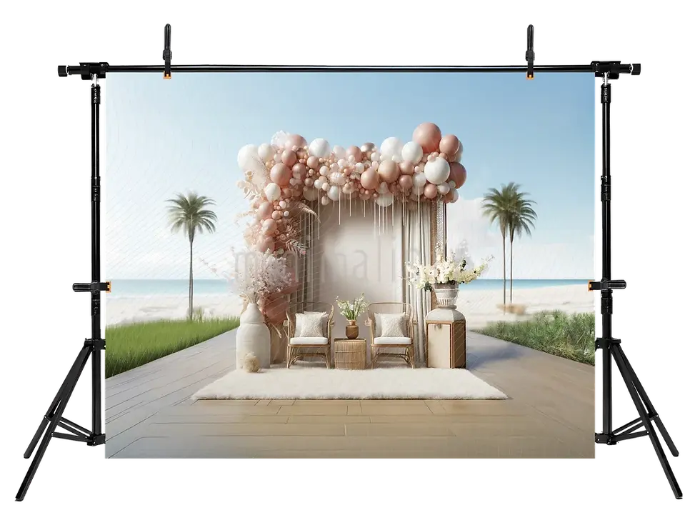 Miniatyrbilde: Bohem Plaj Temalı Balonlu Arka Plan  - Stüdyo Fonu