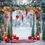Miniature : Toile de fond de studio avec cadre rustique et décoration de Noël rouge