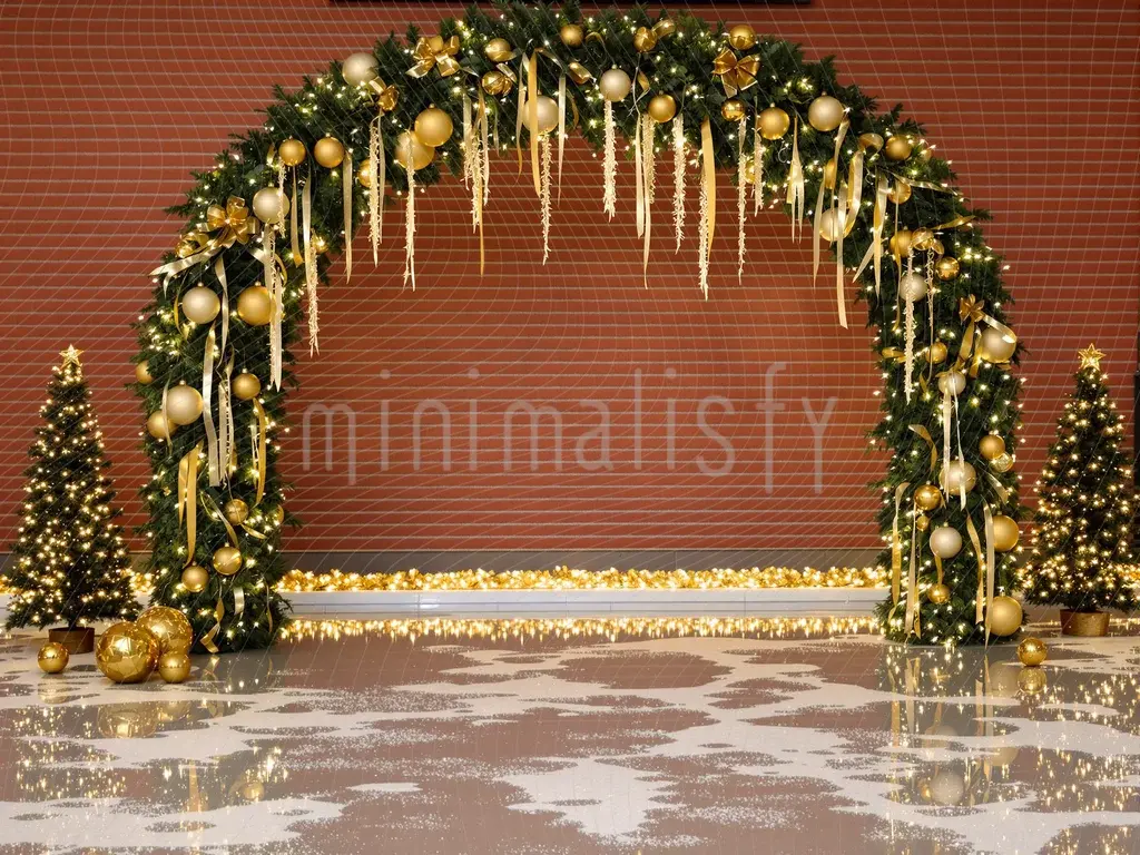 Altın Parıltılarla Süslenmiş  Yılbaşı Arka Plan Stüdyo Fonu