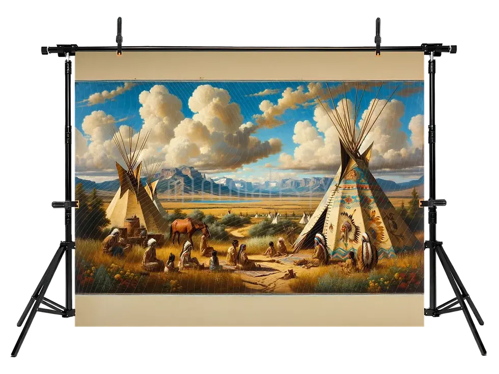 Miniatura: Ritmo da Pradaria: O Fundo das Tendas Nativas Americanas - Cenário de Estúdio