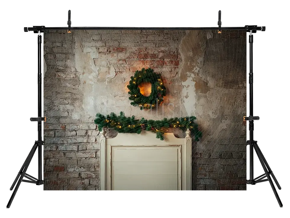 Thumbnail: Rustic Brick Wall Christmas Background - Studio Backdrop